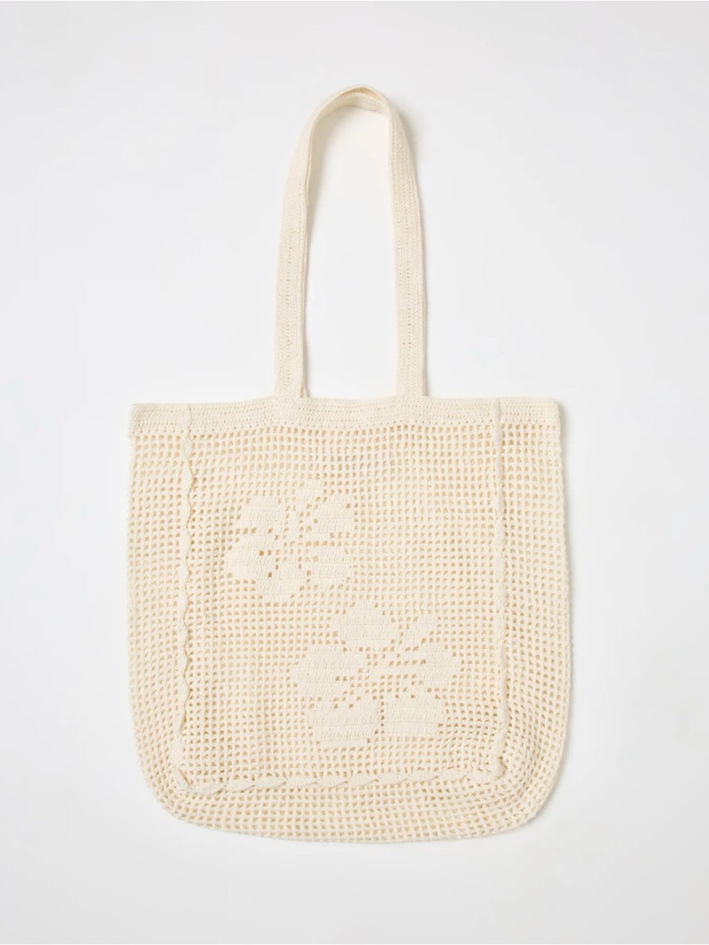 l*space “island time” Cream Crochet Floral Tote